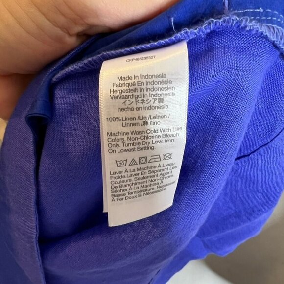 Madewell $128 V-Neck Mini Dress 100% Linen in Blue Star Size XS NQ627 - Picture 9 of 9